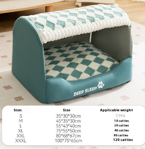 Small Dog Three-dimensional Bear Curved Room Kennel Cave Sofa Pets dealsniper-net Tien Green Houndstooth 2XL