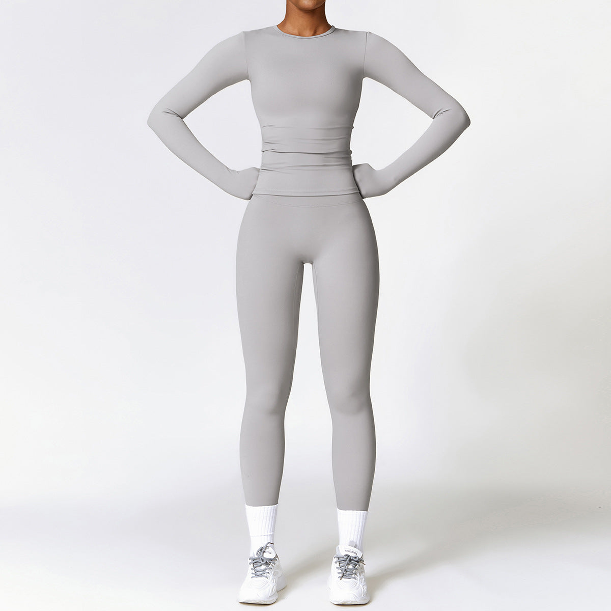 Tight-fitting Brushed Yoga Suit Quick-drying Fitness Clothes Women Gym From House Grey L