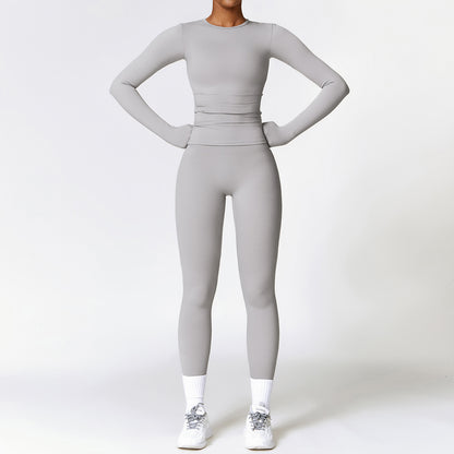 Tight-fitting Brushed Yoga Suit Quick-drying Fitness Clothes Women Gym From House Grey L