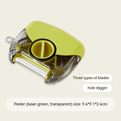 3 In 1 Stainless Steel Peeler Shredder Portable Manual Cutter Kitchen DealSniper.net Green
