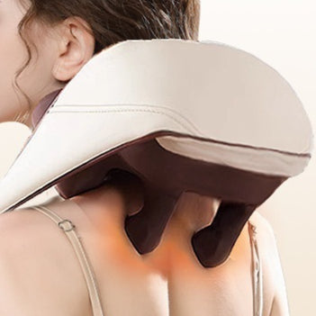 New Neck Massager Shoulder With Heat For Pain Relief Deep Tissue Health dealsniper-net Beige brown USB