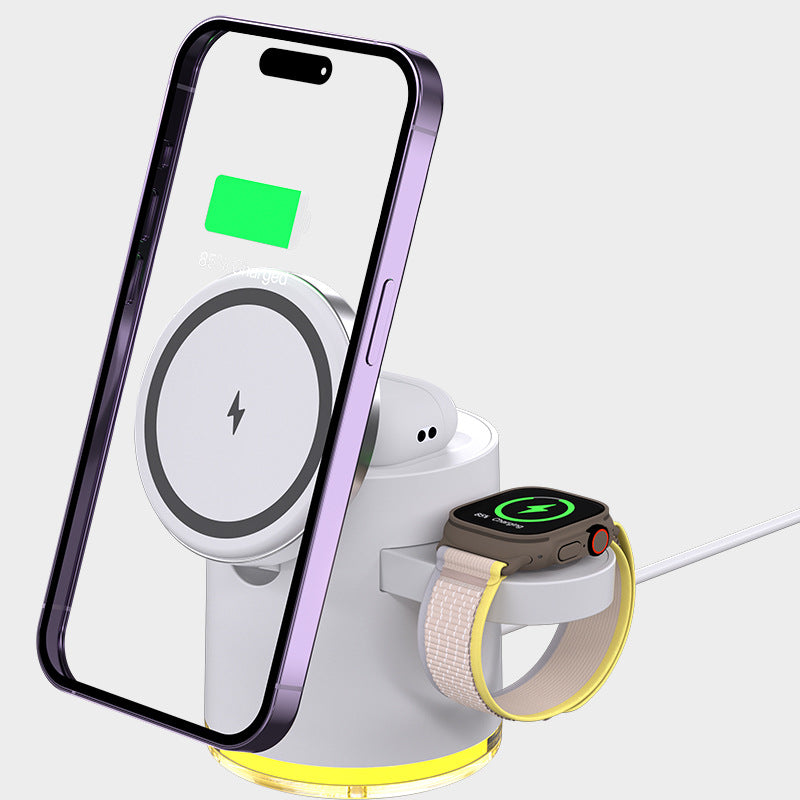 Folding Magnetic Three-in-one Wireless Charger Gadgets Gym From House Ivory White Ordinary Version