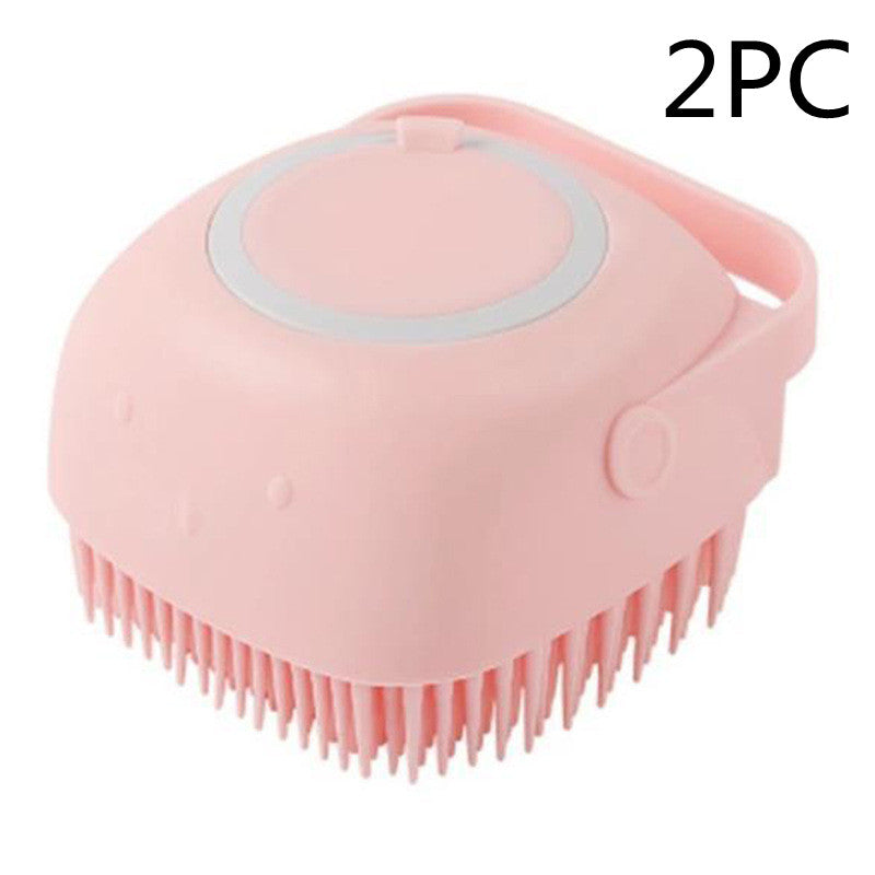 Silicone Dog Bath Massage Gloves Brush Pet Cat Bathroom Cleaning Tool Pets dealsniper-net Pink 2PC square