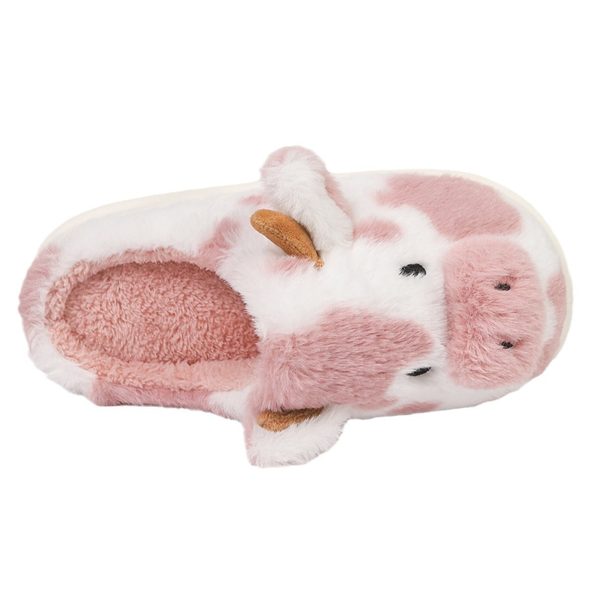 Cute Cartoon Cow Plush Slippers Winter Warm Indoor Shoes