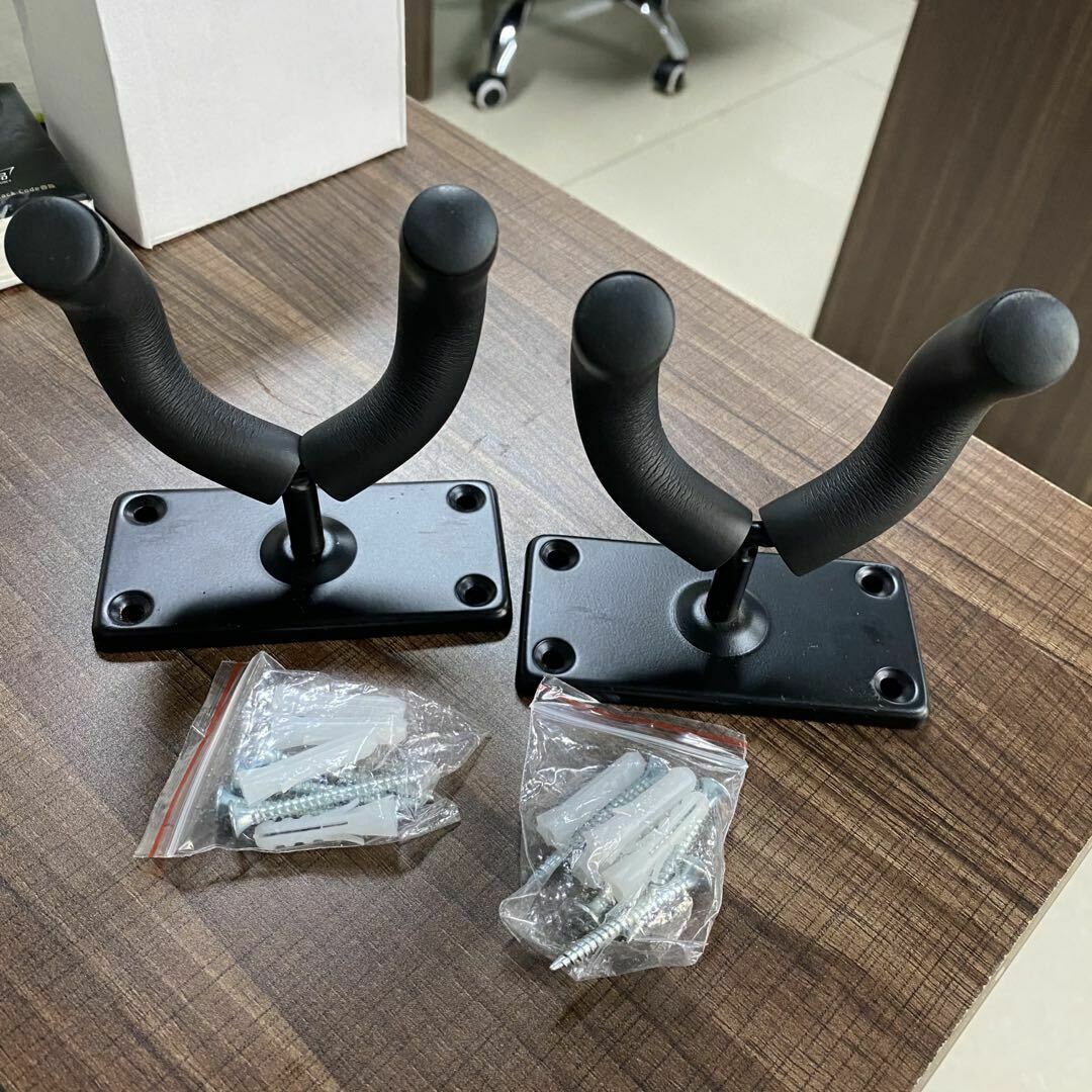 2 PCS Guitar Hangers Wall Mount Arm Instrument Display Holder Padded Hook Rack Home DealSniper.net