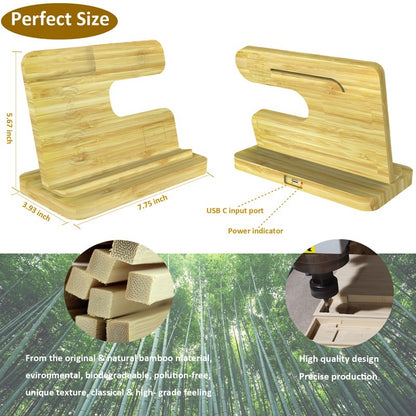 Bamboo Three-in-one Wireless Charger Bracket Gadgets Gym From House