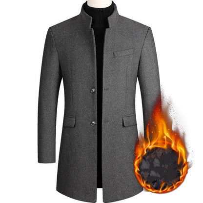 Men's Wool Coat Medium Length Leisure Suit Men dealsniper-net Grey thicken 3XL