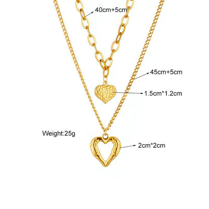 Titanium Steel Angel Wings Love Necklace Irregular Folds 2 Heart Love Jewelry Gym From House