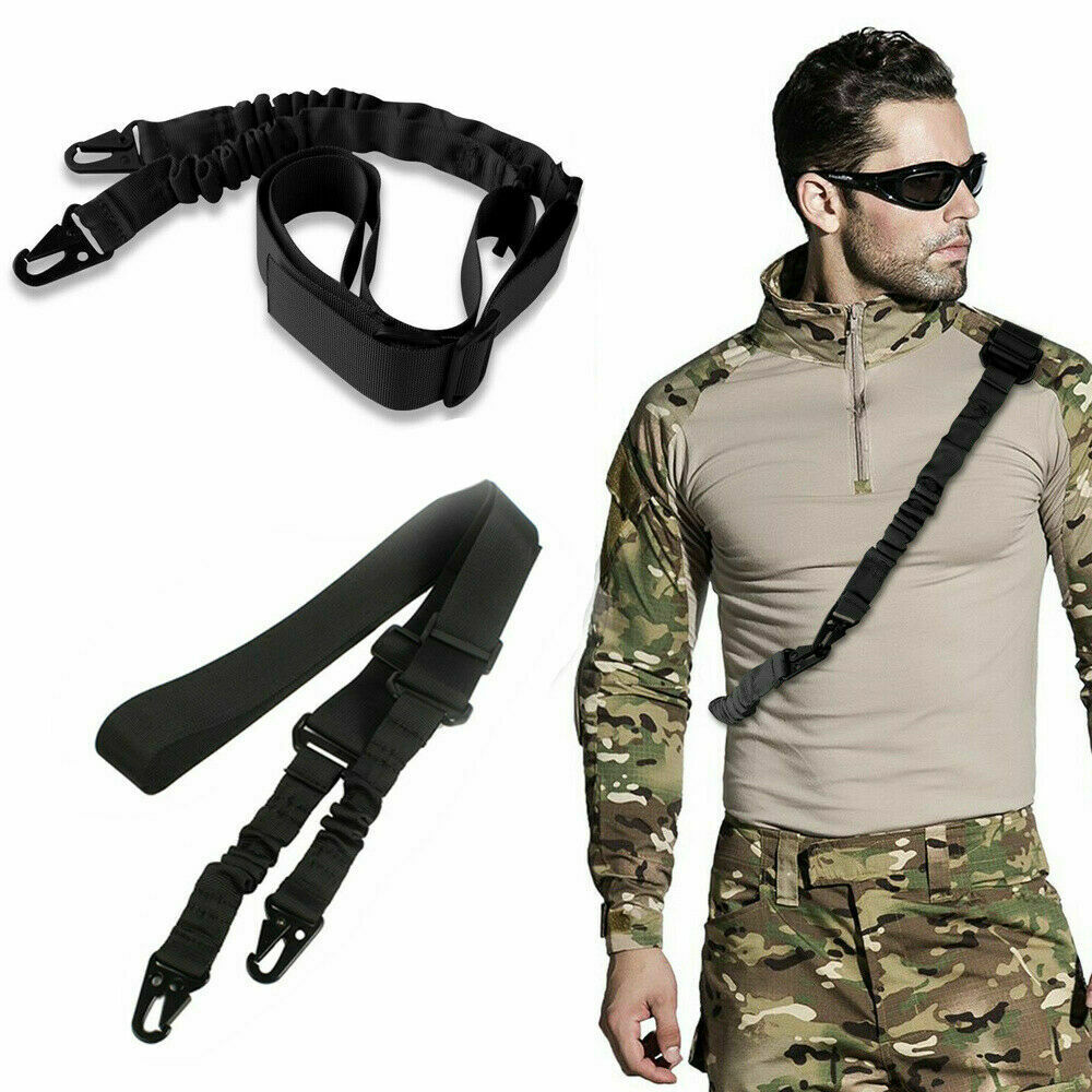 Tactical Rifle Sling Gun Shoulder Strap 2 Point Hooks One Single Strap Hunting