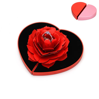 3D Love Box Heart-shaped Rose Flower Rotating Ring Box Valentines Day Gift Holidays DealSniper.net
