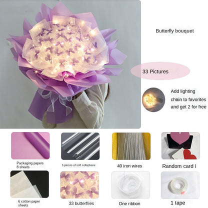 Creative Butterfly Bouquet Material Bag Holidays BlenderJuice.com CJ Purple Love 33pcs