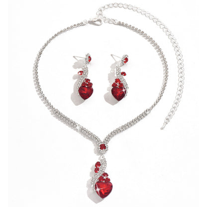 Cross-Border Jewelry Bridal Trendy Jewelry Peach Heart Crystal Jewelry Gym From House