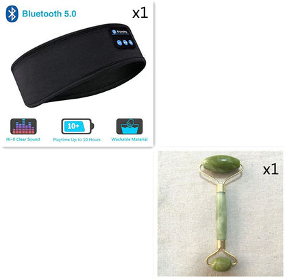 Wireless Bluetooth Sleeping Headphones Headband Thin Soft Elastic Comfortable Music Ear Phones Eye Mask For Side Sleeper Sports Sports DealSniper.net Black set1