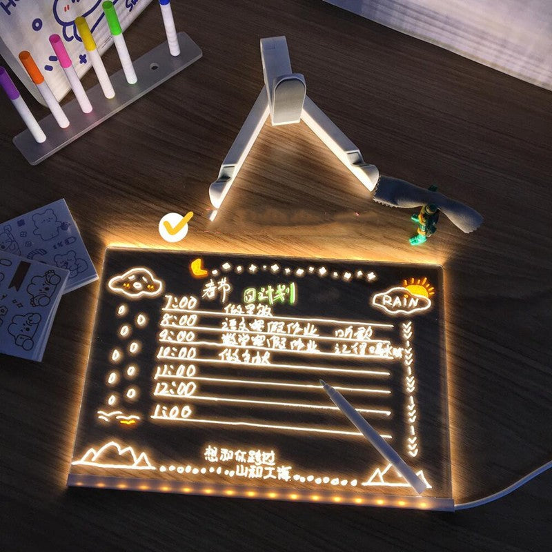 Acrylic DIY Note Board LED Night Light Creative Message Board Home dealsniper-net Style5