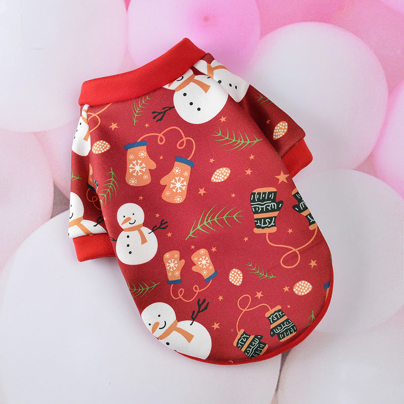 Christmas Dog Clothes Cartoon Pet Supplies Pets DealSniper.net Red snowman L