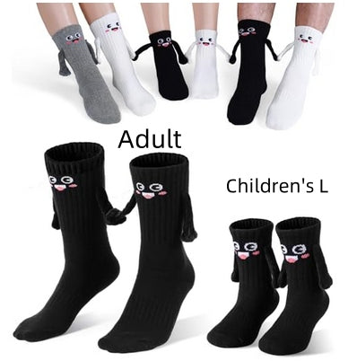 2Pairs Kids Mom Dad Hand In Hand Smile Sock Women DealSniper.net Black L