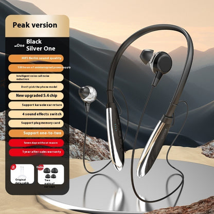 Neck Wireless Bluetooth-compatible Earphones 9D Stereo Electronics dealsniper-net Black Silver