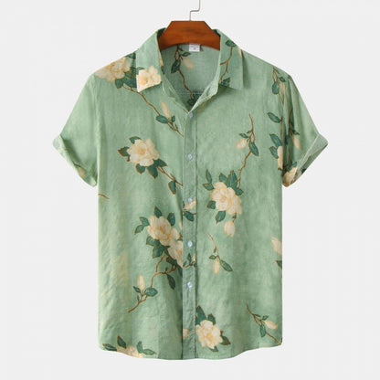 Cross-Border Men's Floral Short-Sleeved Shirts Young Men's Men DealSniper.net