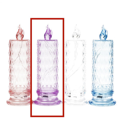 LED Electronic Candle Light Christmas Decorations Holidays Gym From House Diamond purple With base 1PC
