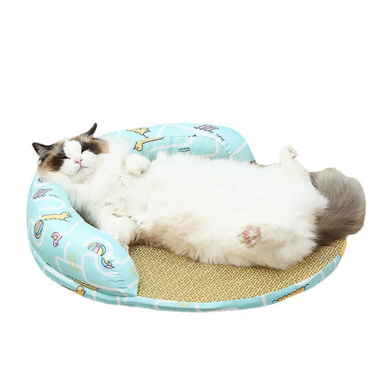 New Summer Cool Pet Sofa Beds Weaving Rattan Pillow To Lean On Pets Gym From House