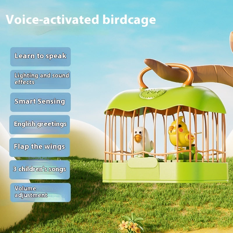 Talking Birdcage Aquarium Children's Light Music Educational Toys Kids dealsniper-net Learn Tongue Version Green