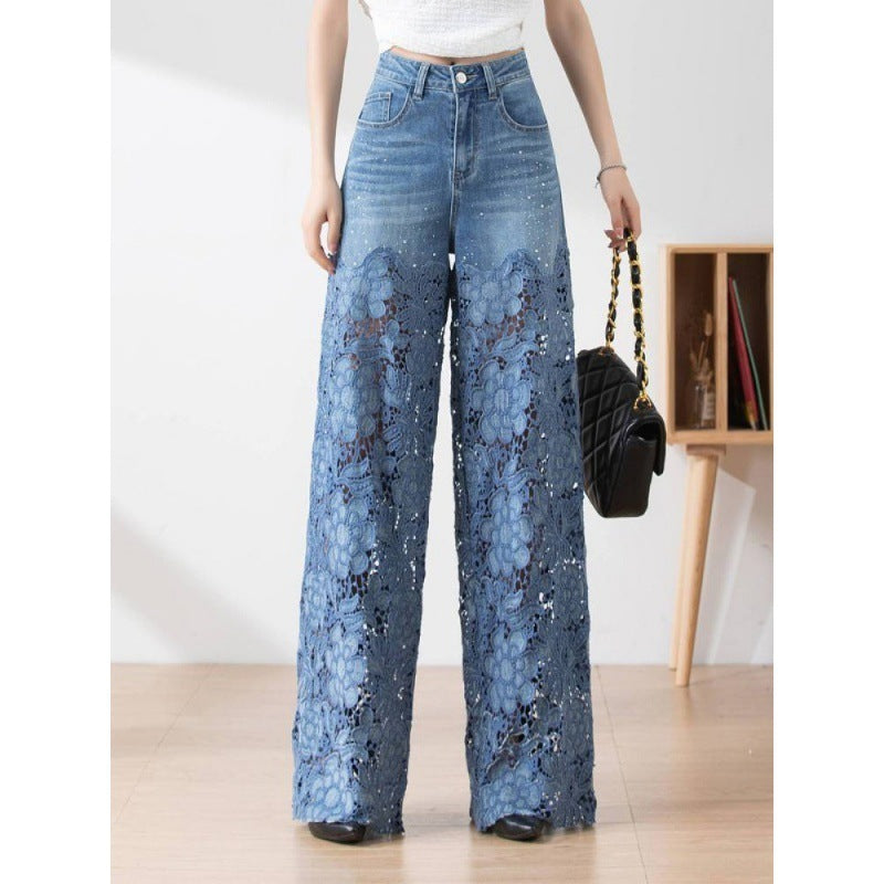 Women's Stitching High Waist Wide Leg Pants Women DealSniper.net