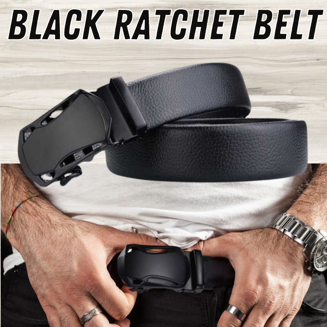 Microfiber Leather Ratchet Belt Adjustable Automatic Buckle Black Belts For Men Men dealsniper-net