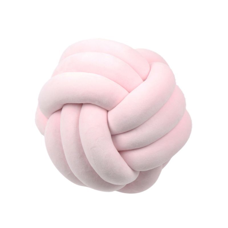 Knotted Plush Ball Design Round Throw Pillow House DealSniper.net Light pink 20cm