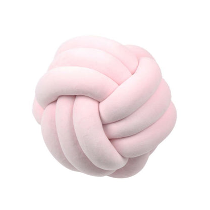 Knotted Plush Ball Design Round Throw Pillow House DealSniper.net Light pink 20cm