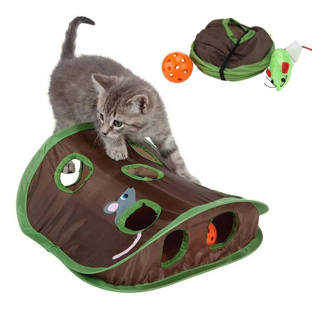 Cute Pet Cat Interactive Hide Seek Game 9 Holes Tunnel Pets DealSniper.net