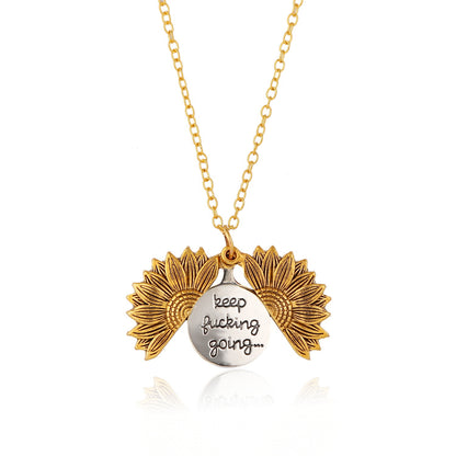 New European And American Sunflower Necklace Pendant Jewelry Gym From House Gold B No box