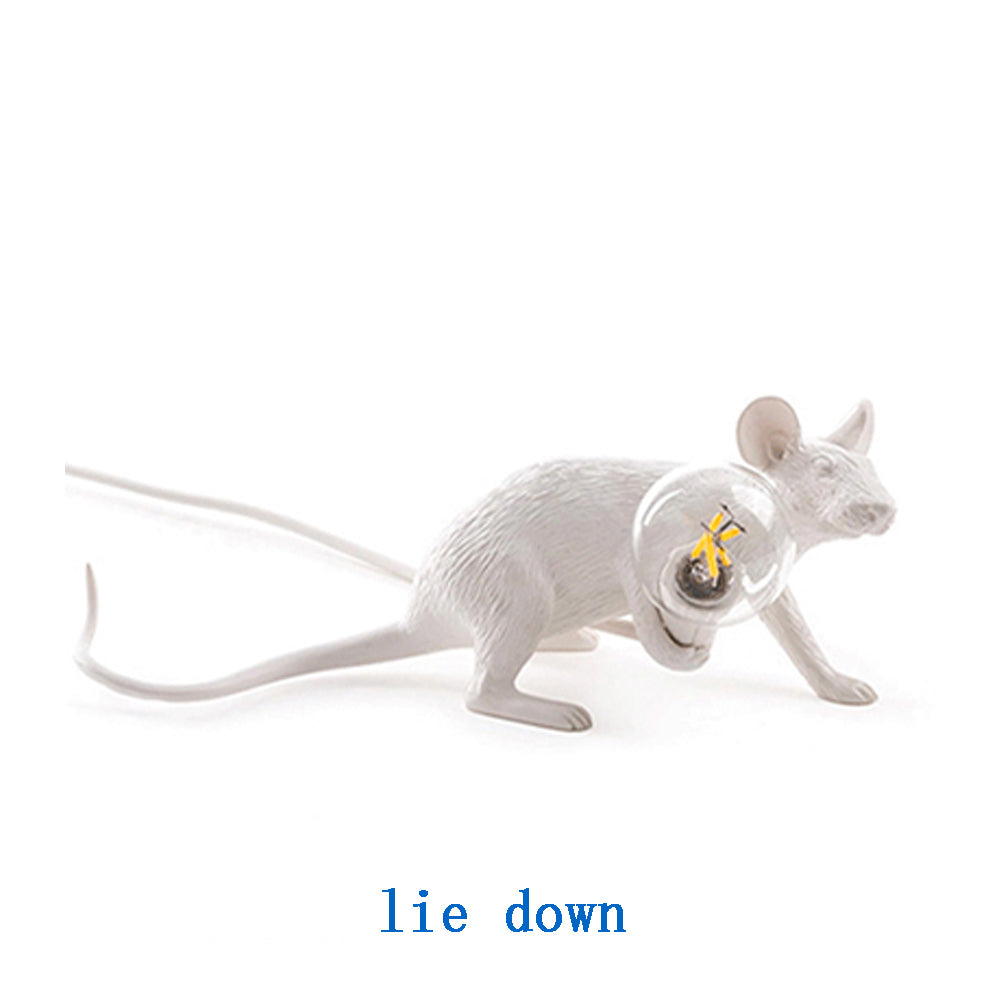 Creative Nordic Resin Mouse Table Lamp Desk LED Night Lights Home Decor Gym From House White US liedown