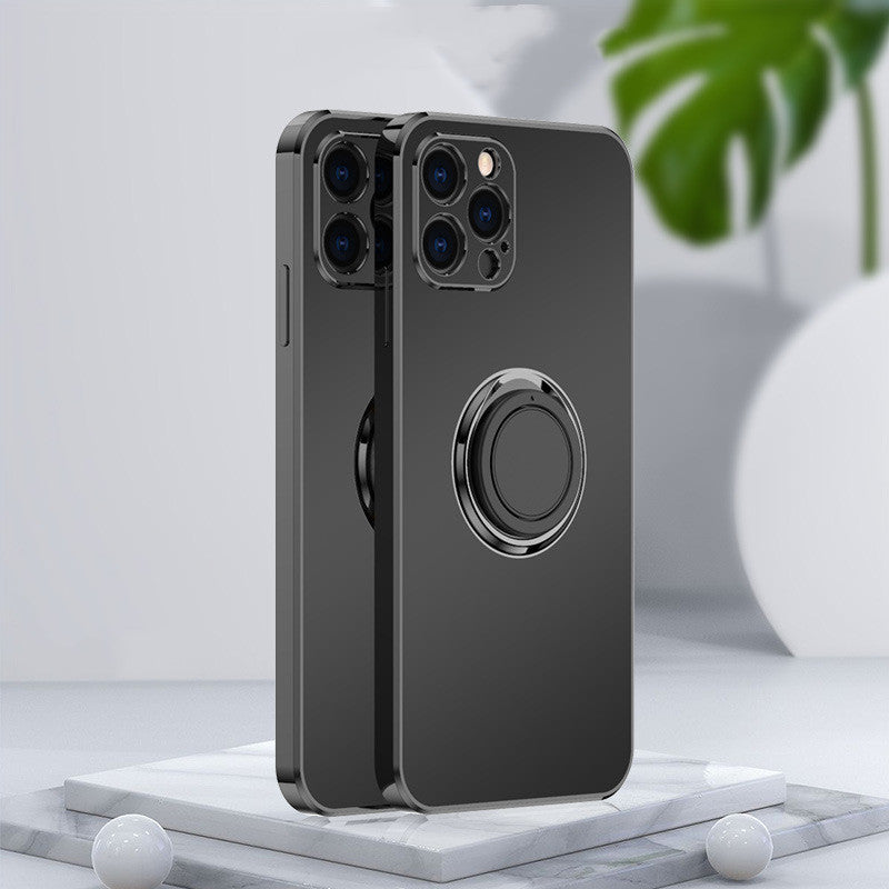 New Simple Frosted Electroplating Ring Phone Case Electronics Gym From House Black IPhone12