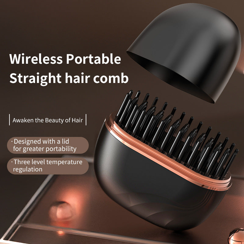 Mini Hair Straightening Comb Wireless Charging Portable Hair Care Beauty dealsniper-net