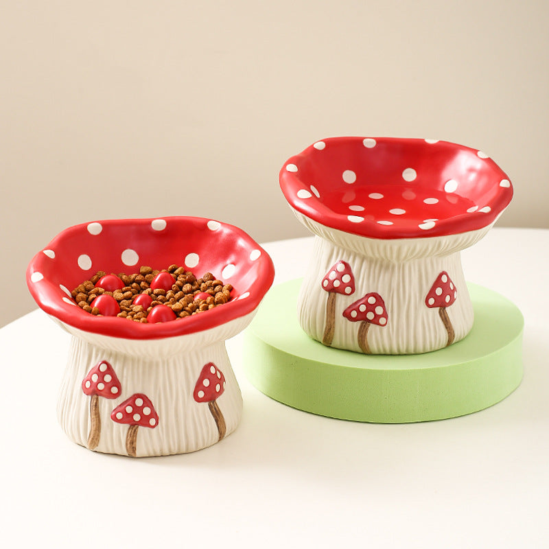Creative Mushroom Modeling Tall Pet Bowl Cute Cat Bowl Pets dealsniper-net