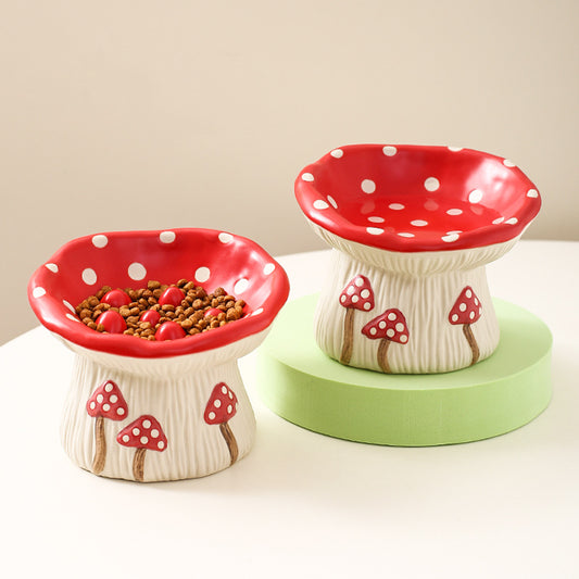 Creative Mushroom Modeling Tall Pet Bowl Cute Cat Bowl Pets dealsniper-net
