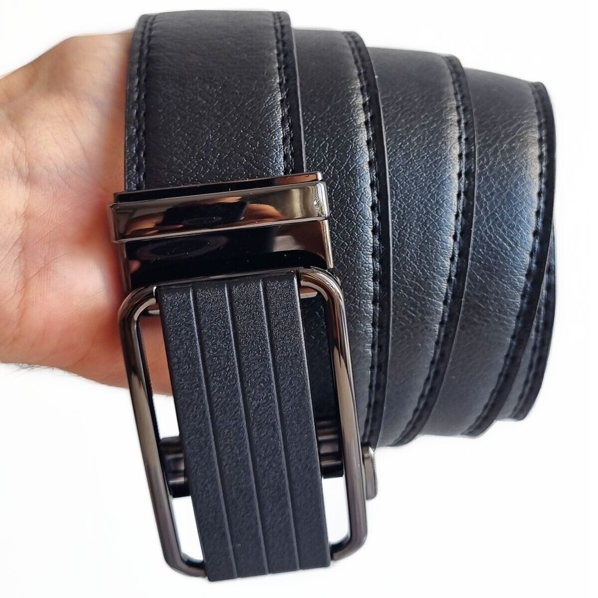 Microfiber Leather Mens Ratchet Belt Belts For Men Adjustable Size, Slide Buckle Men dealsniper-net