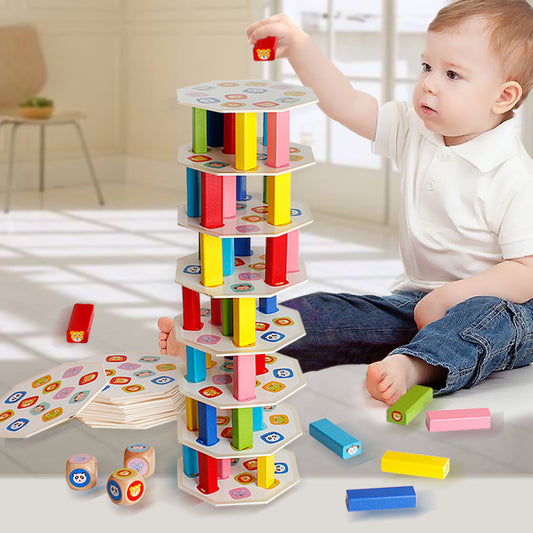 Children's Wooden Creative 54 Stacked High Blocks Kids dealsniper-net Stacks of towers