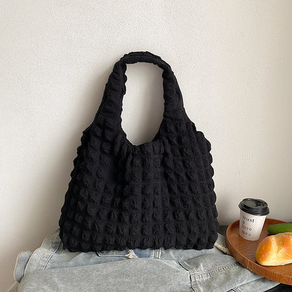 Cute Pleated Puff Shouder Bag Women Large-capacity Cloud Armpit Bag Winter Fashion Handbags Girls Women DealSniper.net Black