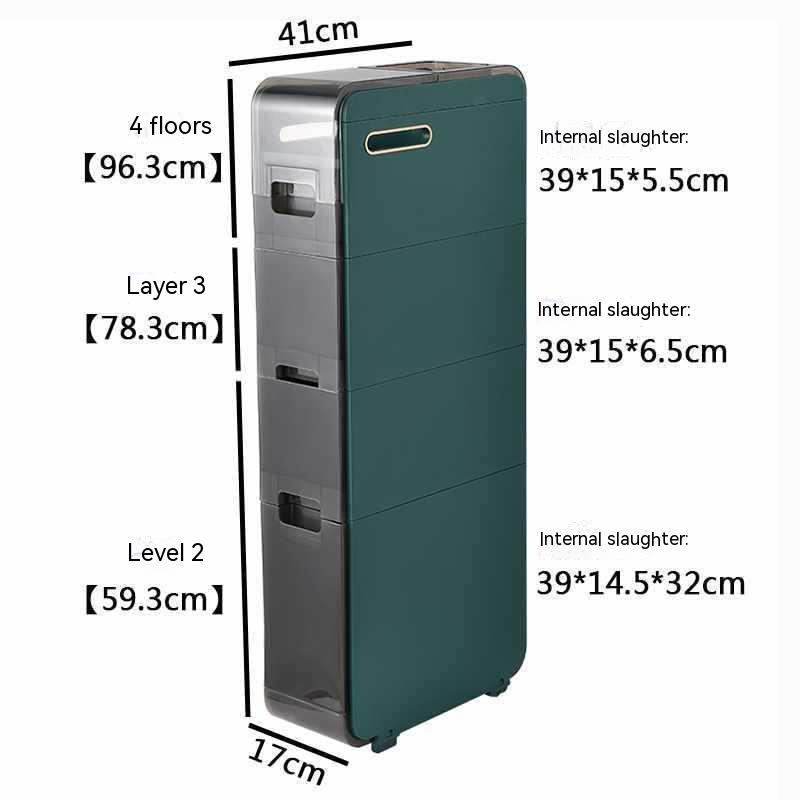 Narrow Cabinet Drawer Bathroom Storage House DealSniper.net Emerald Green 2 Layers