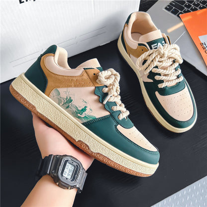 Lace-up Casual Shoes Men Soft Thick Sole Fashion Comfortable Breathable Flats Sneakers Student Platform Outdoor Walking Shoes Men dealsniper-net