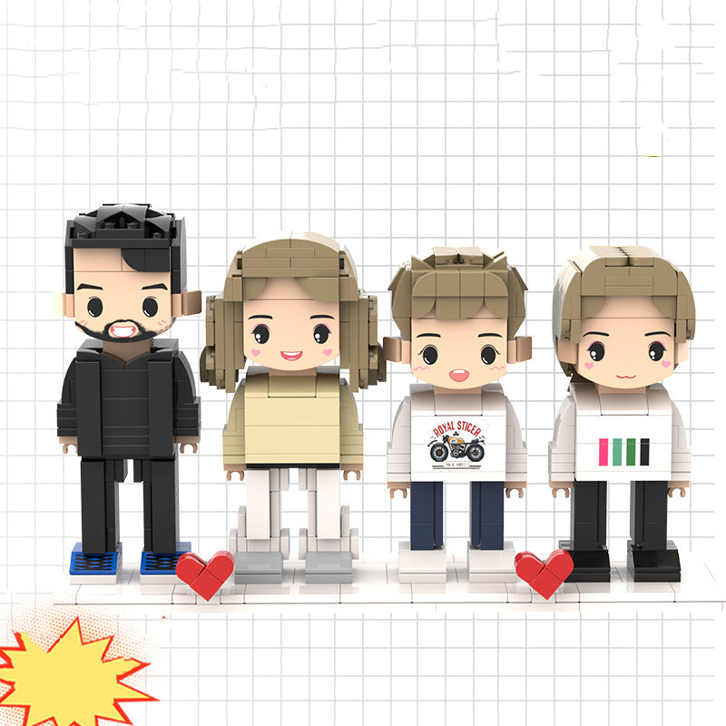 Portrait Building Blocks Puzzle Character Photo Kids DealSniper.net Four person standing posture No gift box
