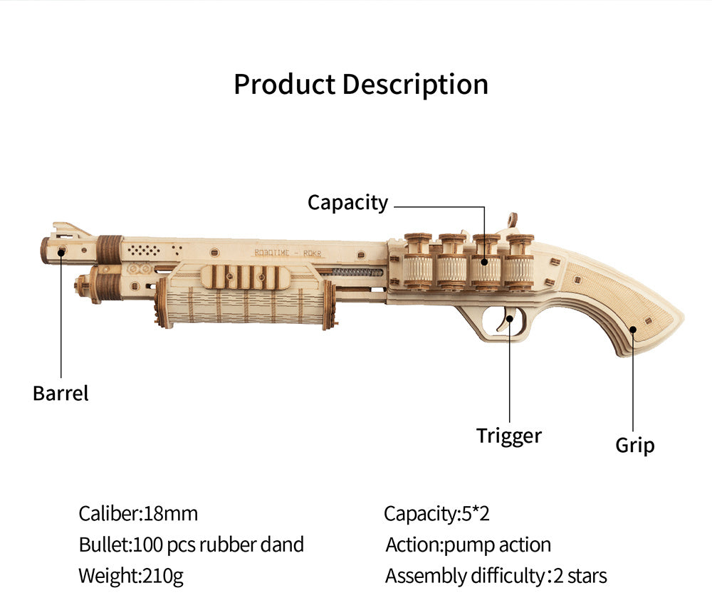 Revolver Gun Model Toys 3D Wooden Puzzle Games Kids dealsniper-net LQ501