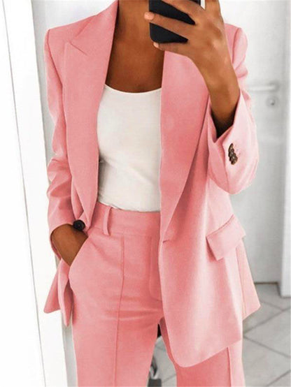 Ins Button Casual Suit Fashion Long-sleeved Lapel Blazer Jacket Women Gym From House