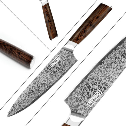 Qulajoy Japanese Chef Knife Kitchen Knife High Carbon German Steel Cooking Knives Damascus Pattern Japanese Knife With Ergonomic Handle For Home Kitchen Outdoor Kitchen DealSniper.net