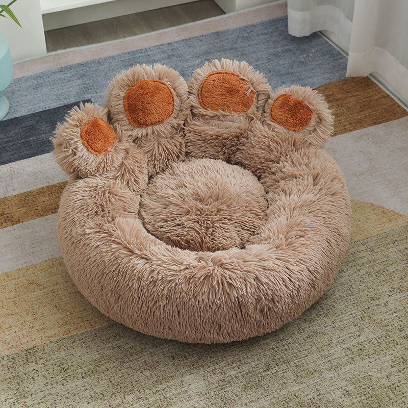 Plush Cathouse Doghouse Pet Bed Winter Warm Pets Gym From House Light Coffee 50cm