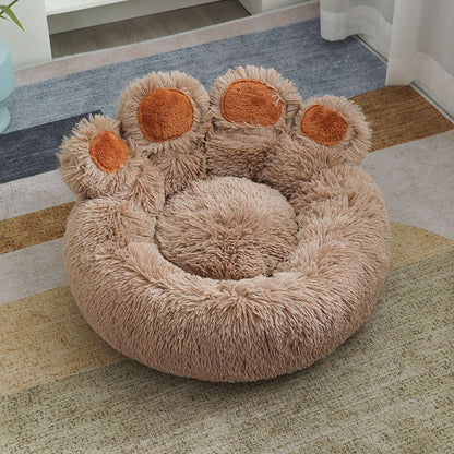 Plush Cathouse Doghouse Pet Bed Winter Warm Pets Gym From House Light Coffee 50cm