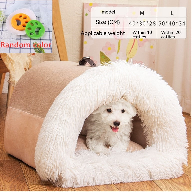 New Splice Portable Pet Nest Portable Autumn And Winter Warm Pets dealsniper-net Brown with stickers L