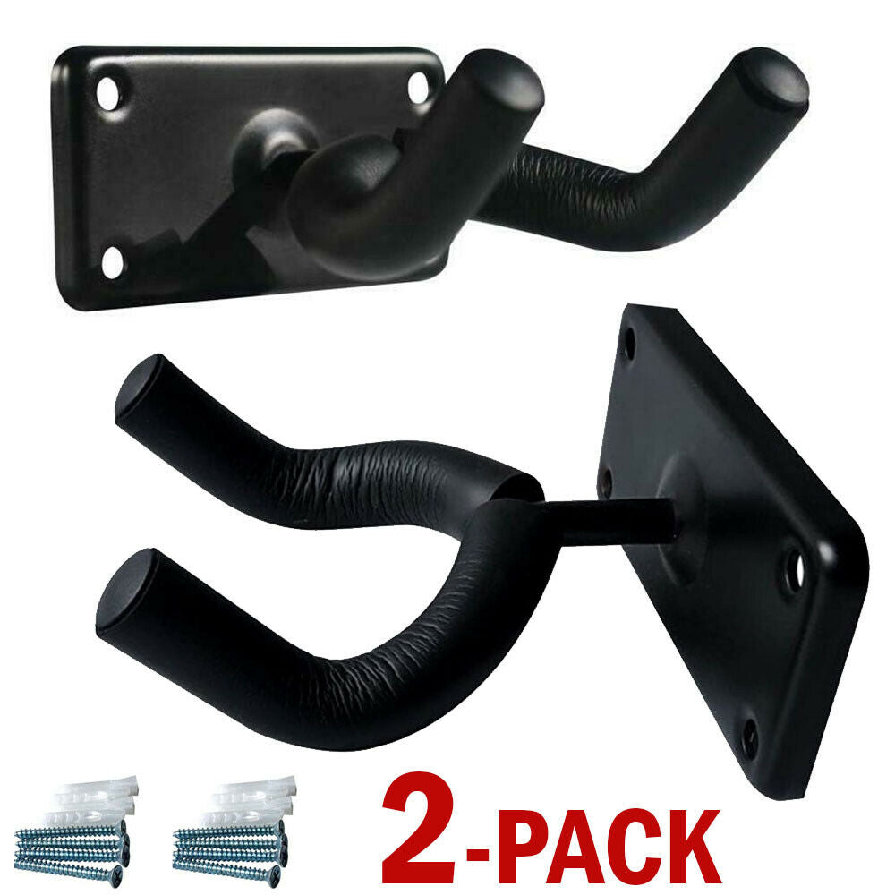 2 PCS Guitar Hangers Wall Mount Arm Instrument Display Holder Padded Hook Rack Home DealSniper.net