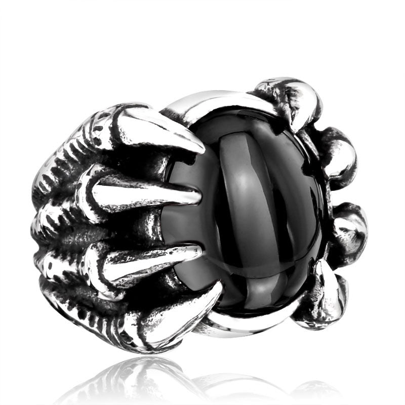 Men's Vintage Personality Titanium Steel Inlaid Zircon Ring Jewelry dealsniper-net Black Onyx No 10